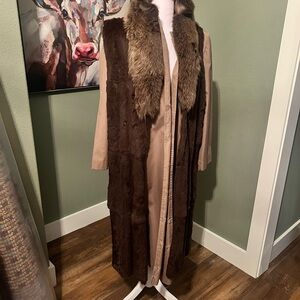 Saks Trench I Spy Coat with Long Fur‎ Vest